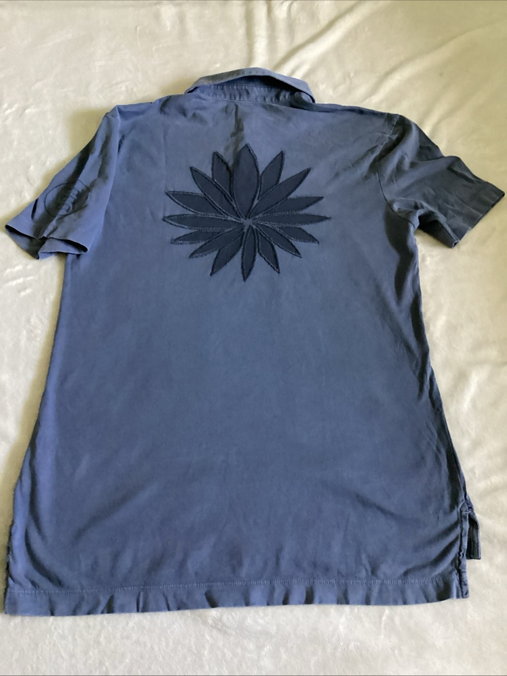 James Perse Deep Navy Polo with Back Floral Appliqué